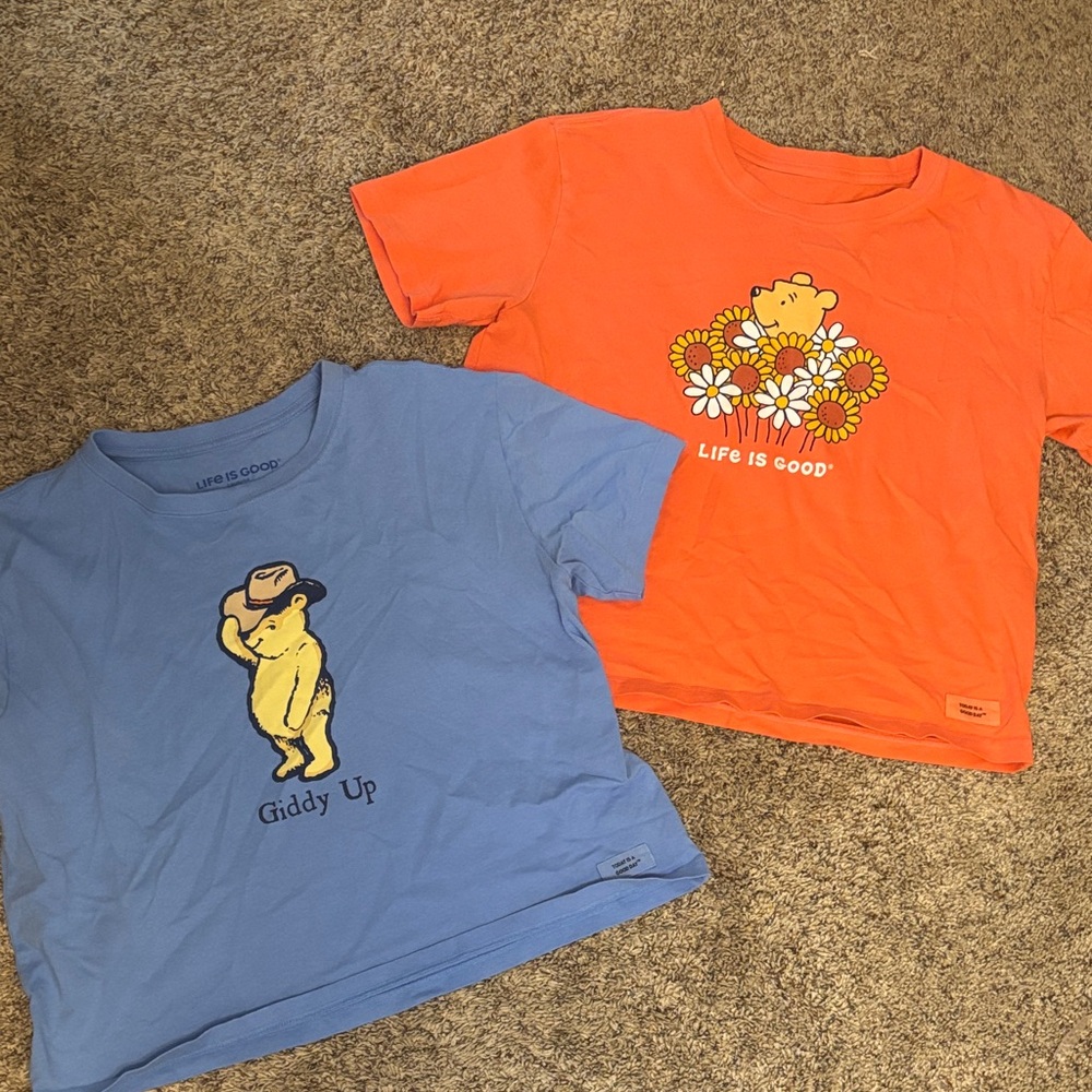 Set of 2 Winnie The Pooh Life Is Good Shirts Size Small